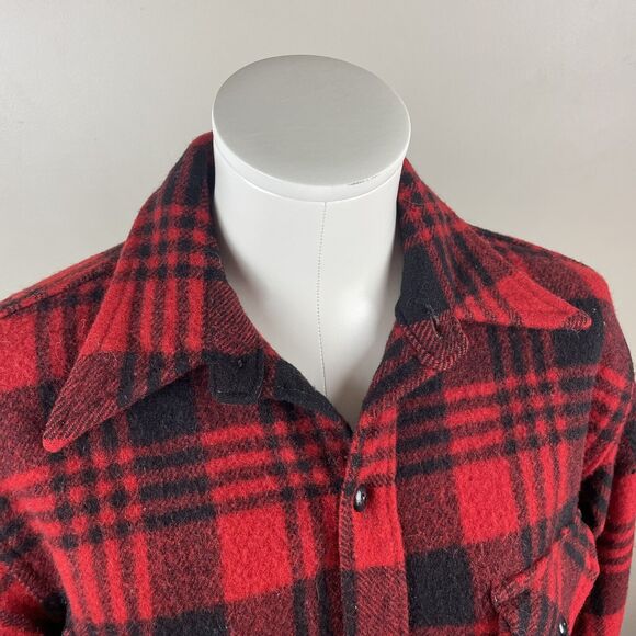 Vintage CHIPPEWA SMALL BUFFALO PLAID HUNTING WOOL BUTTON FRONT WINTER SHIRT - Picture 3 of 10